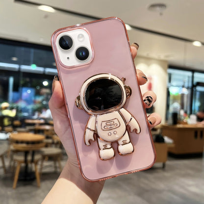 جراب هاتف TPU مطلي بحامل رائد فضاء، مناسب لأجهزة iPhone 14 وiPhone 14 Plus وiPhone 14 Pro وiPhone 14 Pro Max وiPhone 13 وiPhone 13 Pro