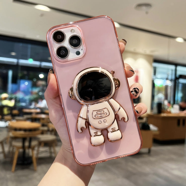 جراب هاتف TPU مطلي بحامل رائد فضاء، مناسب لأجهزة iPhone 14 وiPhone 14 Plus وiPhone 14 Pro وiPhone 14 Pro Max وiPhone 13 وiPhone 13 Pro