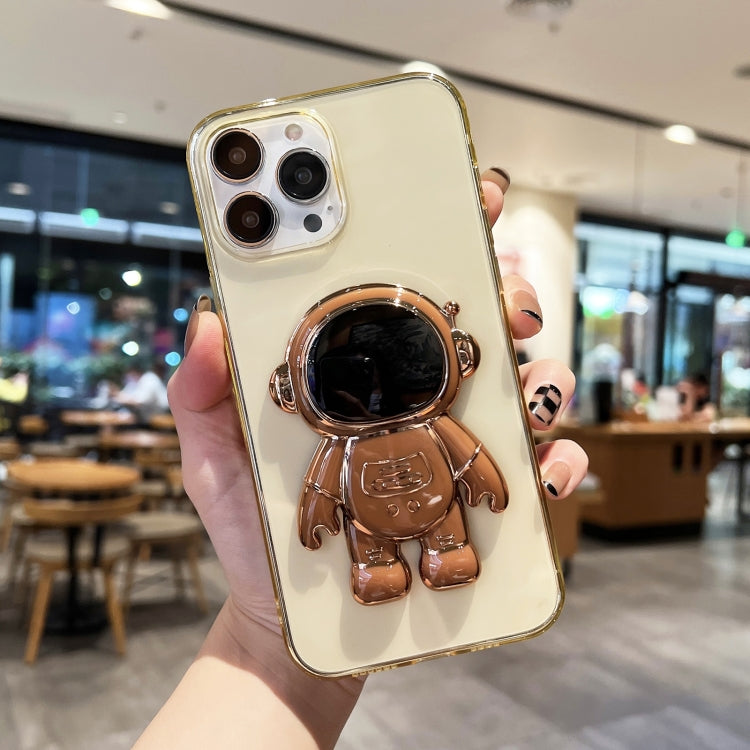 جراب هاتف TPU مطلي بحامل رائد فضاء، مناسب لأجهزة iPhone 14 وiPhone 14 Plus وiPhone 14 Pro وiPhone 14 Pro Max وiPhone 13 وiPhone 13 Pro