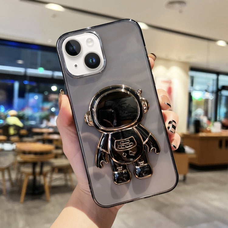 جراب هاتف TPU مطلي بحامل رائد فضاء، مناسب لأجهزة iPhone 14 وiPhone 14 Plus وiPhone 14 Pro وiPhone 14 Pro Max وiPhone 13 وiPhone 13 Pro