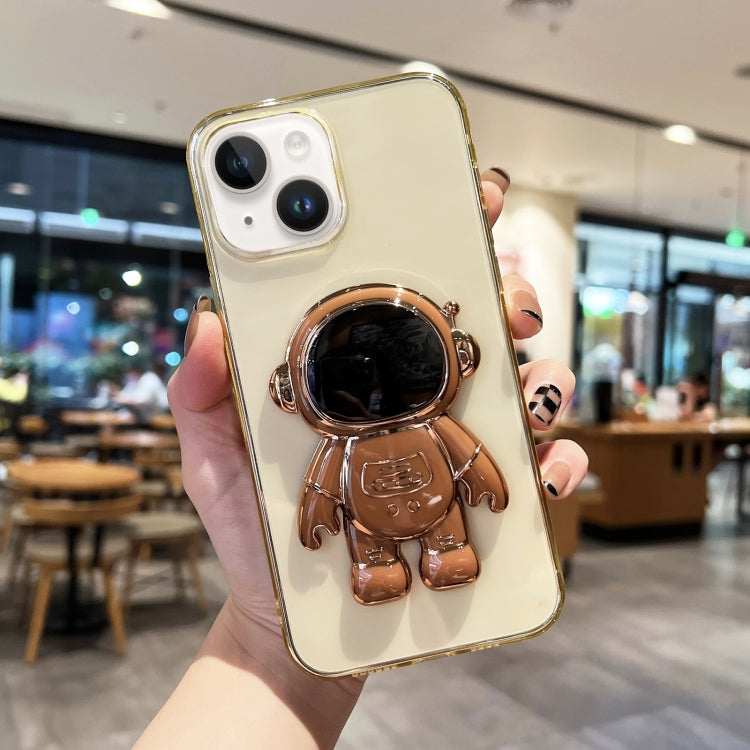 جراب هاتف TPU مطلي بحامل رائد فضاء، مناسب لأجهزة iPhone 14 وiPhone 14 Plus وiPhone 14 Pro وiPhone 14 Pro Max وiPhone 13 وiPhone 13 Pro