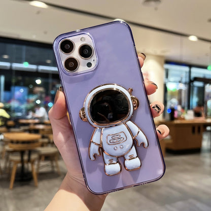 جراب هاتف TPU مطلي بحامل رائد فضاء، مناسب لأجهزة iPhone 13 Pro Max وiPhone 12 وiPhone 12 Pro وiPhone 12 Pro Max وiPhone 11 وiPhone 11 Pro Max