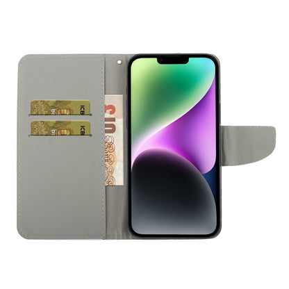 Colored Drawing Leather Phone Case, For iPhone 14, For iPhone 14 Plus, For iPhone 14 Pro