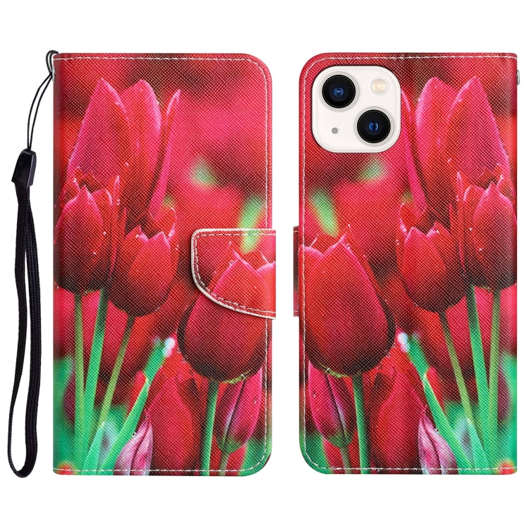Colored Drawing Leather Phone Case, For iPhone 14 Pro Max, For iPhone 13, For iPhone 13 mini