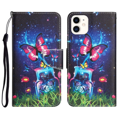 Colored Drawing Leather Phone Case, For iPhone 13 Pro, For iPhone 13 Pro Max, For iPhone 12 mini