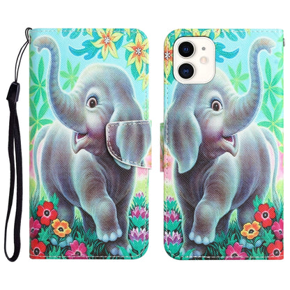 Colored Drawing Leather Phone Case, For iPhone 12 / 12 Pro, For iPhone 12 Pro Max, For iPhone 11