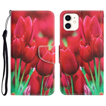 Colored Drawing Leather Phone Case, For iPhone 12 / 12 Pro, For iPhone 12 Pro Max, For iPhone 11