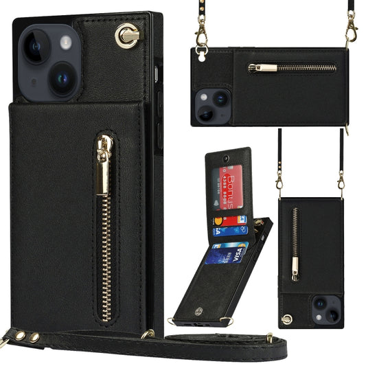 Cross-body Zipper Square Phone Case with Holder, For iPhone 14, For iPhone 14 Plus, For iPhone 14 Pro, For iPhone 14 Pro Max