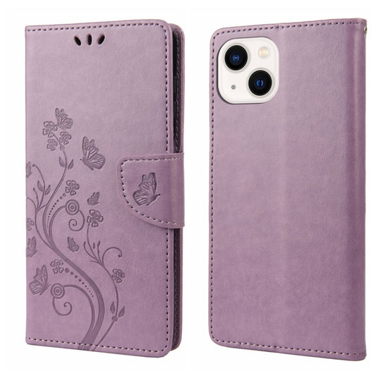 Butterfly Flower Pattern Flip Leather Phone Case, For iPhone 14, For iPhone 14 Plus, For iPhone 14 Pro, For iPhone 14 Pro Max