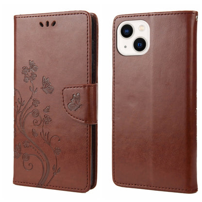 Butterfly Flower Pattern Flip Leather Phone Case, For iPhone 14, For iPhone 14 Plus, For iPhone 14 Pro, For iPhone 14 Pro Max