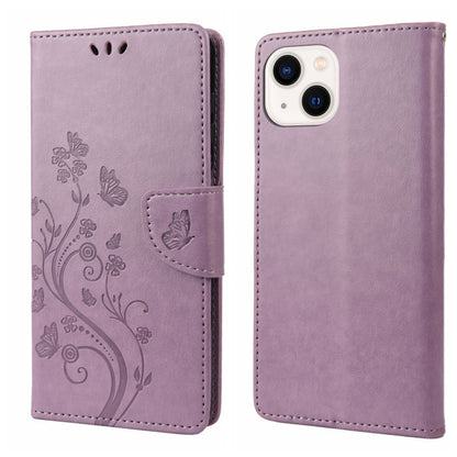 Butterfly Flower Pattern Flip Leather Phone Case, For iPhone 14, For iPhone 14 Plus, For iPhone 14 Pro, For iPhone 14 Pro Max