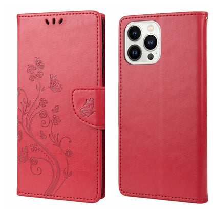 Butterfly Flower Pattern Flip Leather Phone Case, For iPhone 14, For iPhone 14 Plus, For iPhone 14 Pro, For iPhone 14 Pro Max