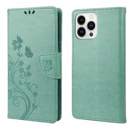 Butterfly Flower Pattern Flip Leather Phone Case, For iPhone 14, For iPhone 14 Plus, For iPhone 14 Pro, For iPhone 14 Pro Max