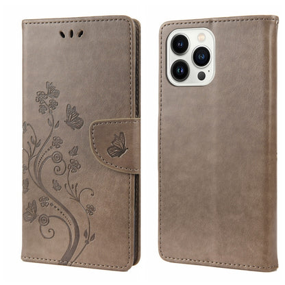 Butterfly Flower Pattern Flip Leather Phone Case, For iPhone 14, For iPhone 14 Plus, For iPhone 14 Pro, For iPhone 14 Pro Max