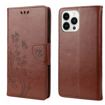 Butterfly Flower Pattern Flip Leather Phone Case, For iPhone 14, For iPhone 14 Plus, For iPhone 14 Pro, For iPhone 14 Pro Max