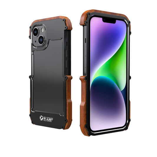 جراب هاتف R-JUST Ironwood Generation المعدني والخشبي، مناسب لأجهزة iPhone 14 وiPhone 14 Plus وiPhone 14 Pro وiPhone 14 Pro Max
