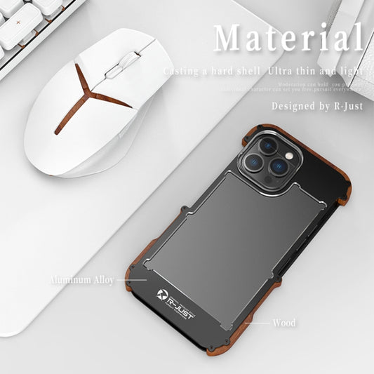 جراب هاتف R-JUST Ironwood Generation المعدني والخشبي، مناسب لأجهزة iPhone 14 وiPhone 14 Plus وiPhone 14 Pro وiPhone 14 Pro Max