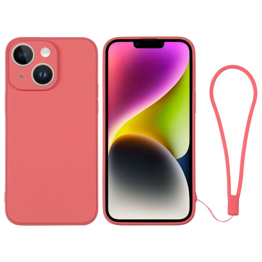 جراب هاتف سيليكون مع حزام معصم، لهاتف iPhone 14، وiPhone 14 Plus، وiPhone 14 Pro
