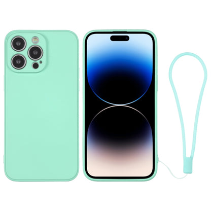 جراب هاتف سيليكون مع حزام معصم، لهاتف iPhone 14، وiPhone 14 Plus، وiPhone 14 Pro