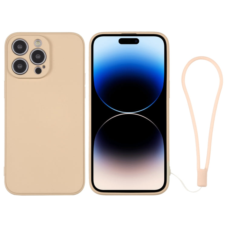جراب هاتف سيليكون مع حزام معصم، لهاتف iPhone 14، وiPhone 14 Plus، وiPhone 14 Pro