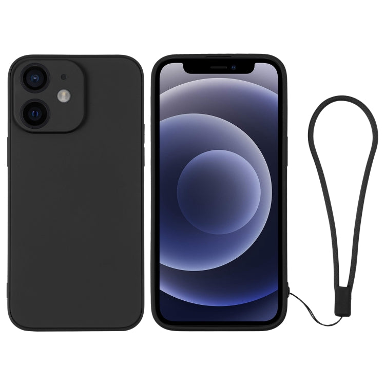 جراب هاتف سيليكون مع حزام معصم، لهاتف iPhone 13 Pro، وiPhone 13 Pro Max، وiPhone 12 mini