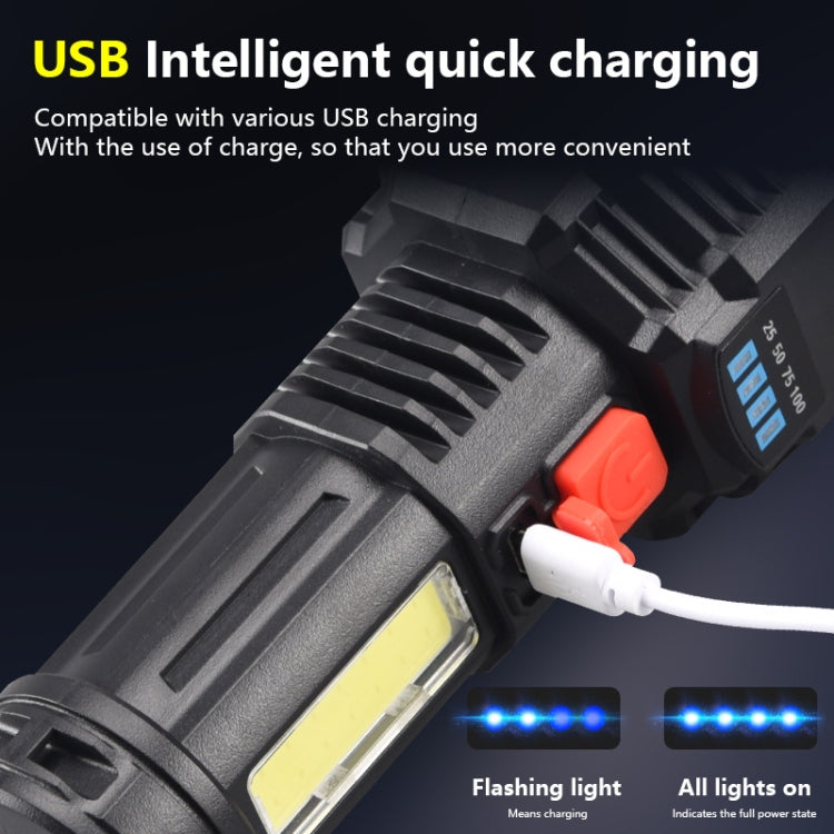 Strong Bright 5 Core LED Flashlight USB Rechargeable Powerful Torch, F-T25