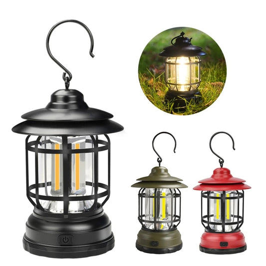 Portable Retro Hanging Lamp Lantern Camping Tent Light, USB Charging, Battery Type, Not Included Battery