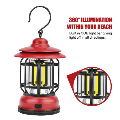 Portable Retro Hanging Lamp Lantern Camping Tent Light, USB Charging, Battery Type, Not Included Battery