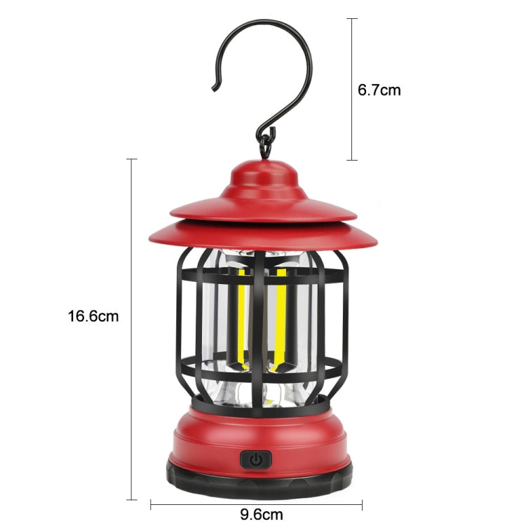 Portable Retro Hanging Lamp Lantern Camping Tent Light, USB Charging, Battery Type, Not Included Battery
