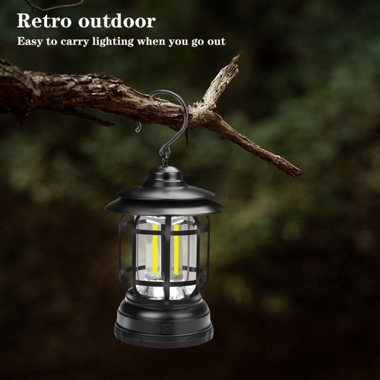 Portable Retro Hanging Lamp Lantern Camping Tent Light, USB Charging, Battery Type, Not Included Battery