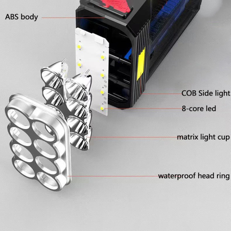 Super Bright Waterproof 8 LED Camping Flashlight Lamp, USB Charging, Solar Charging
