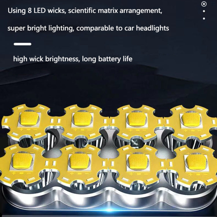 Super Bright Waterproof 8 LED Camping Flashlight Lamp, USB Charging, Solar Charging