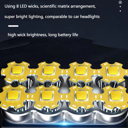 Super Bright Waterproof 8 LED Camping Flashlight Lamp, USB Charging, Solar Charging