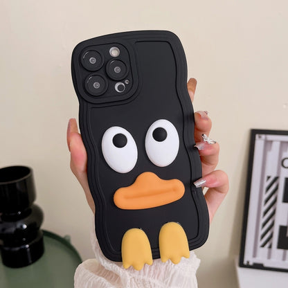 جراب هاتف سيليكون بيغ داك بحافة وافية مع سوار معصم، مناسب لأجهزة iPhone 12 Pro وiPhone 12 Pro Max وiPhone 11 وiPhone 11 Pro وiPhone 11 Pro Max