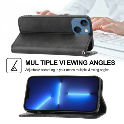 Cubic Grid Calf Texture Magnetic Closure Leather Phone Case, For iPhone 14, For iPhone 14 Plus, For iPhone 14 Pro, For iPhone 14 Pro Max, For iPhone 13 mini, For iPhone 13, For iPhone 13 Pro, For iPhone 13 Pro Max