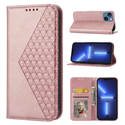 Cubic Grid Calf Texture Magnetic Closure Leather Phone Case, For iPhone 14, For iPhone 14 Plus, For iPhone 14 Pro, For iPhone 14 Pro Max, For iPhone 13 mini, For iPhone 13, For iPhone 13 Pro, For iPhone 13 Pro Max