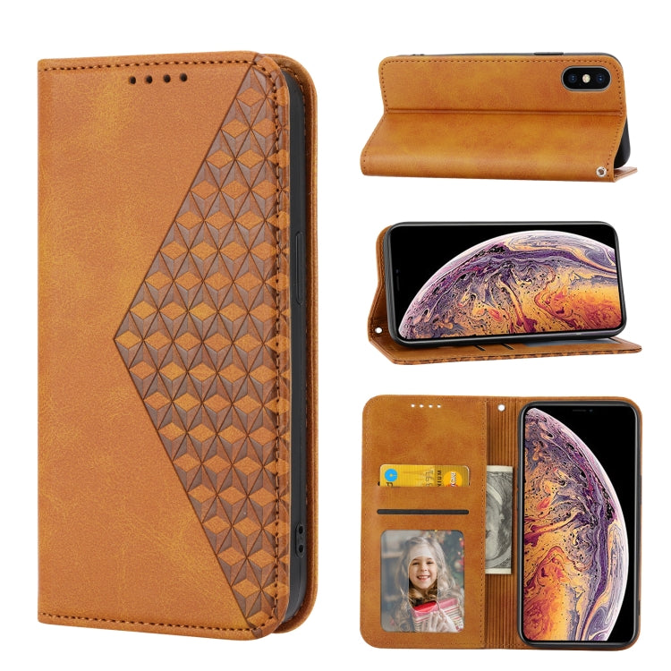 Cubic Grid Calf Texture Magnetic Closure Leather Phone Case, For iPhone 12 mini, For iPhone 12 / 12 Pro, For iPhone 12 Pro Max, For iPhone 11, For iPhone 11 Pro, For iPhone 11 Pro Max, For iPhone X / XS, For iPhone XR