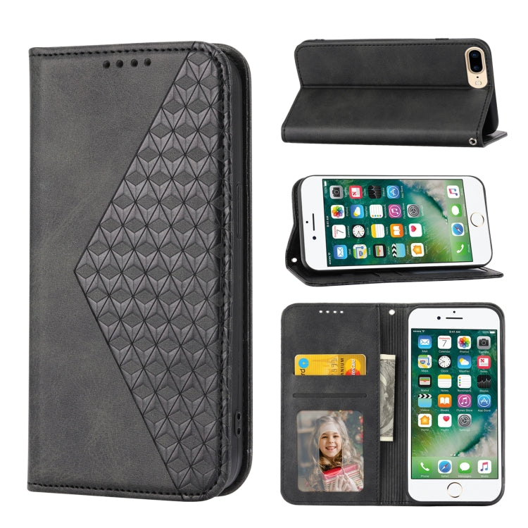 Cubic Grid Calf Texture Magnetic Closure Leather Phone Case, For iPhone XS Max, For iPhone SE 2022 / SE 2020 / 7 / 8, For iPhone 7 Plus / 8 Plus