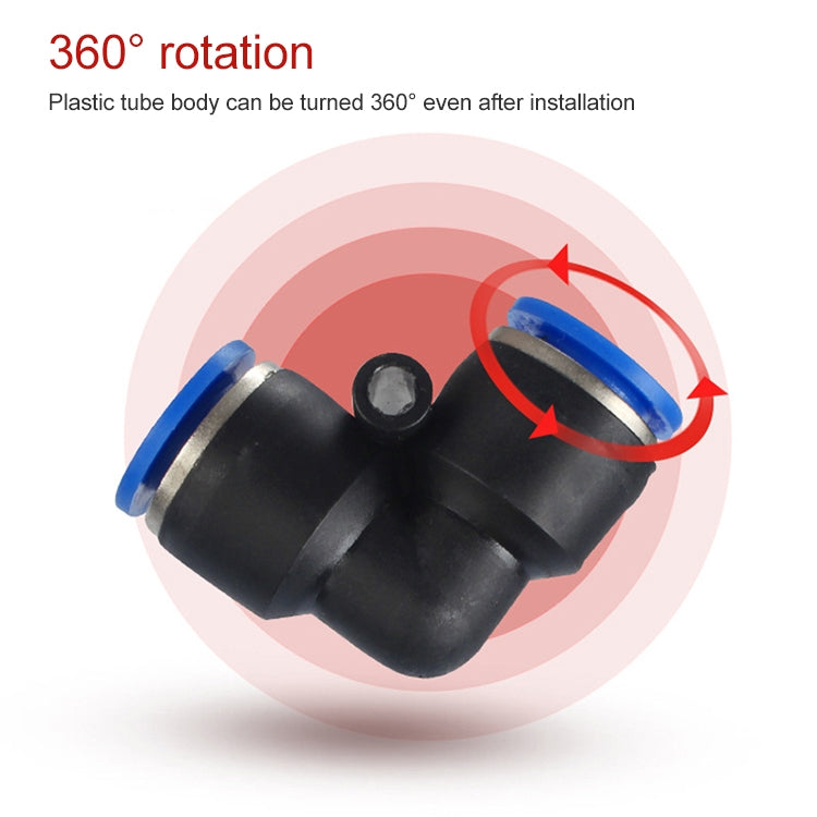 LAIZE 10pcs Plastic Elbow Pneumatic Quick Fitting Connector, PV-4, PV-6, PV-8, PV-10, PV-12, PV-14, PV-16