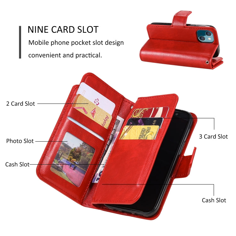9 Card Tri-Fold Wallets Leather Phone Case, For iPhone 14, For iPhone 14 Plus, For iPhone 14 Pro, For iPhone 14 Pro Max