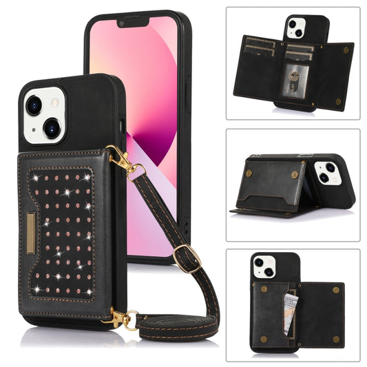 جراب هاتف جلدي ثلاثي الطي بتقنية تحديد الهوية بموجات الراديو مع حبل، مناسب لأجهزة iPhone 13 وiPhone 13 Mini وiPhone 13 Pro وiPhone 13 Pro Max وiPhone 14 وiPhone 14 Plus وiPhone 14 Pro وiPhone 14 Pro Max وiPhone XR