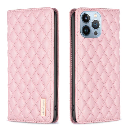 Diamond Lattice Magnetic Leather Flip Phone Case, For iPhone 14 Pro Max, For iPhone 14 Pro, For iPhone 14 Plus, For iPhone 14, For iPhone 13 Pro Max, For iPhone 13 Pro, For iPhone 13, For iPhone 12 Pro Max