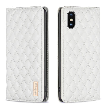 Diamond Lattice Magnetic Leather Flip Phone Case, For iPhone 12 / 12 Pro, For iPhone 11 Pro Max, For iPhone 11 Pro, For iPhone 11, For iPhone SE 2022 / SE 2020 / 8 / 7, For iPhone XS Max, For iPhone XS / X, For iPhone XR
