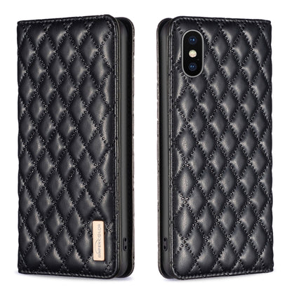 Diamond Lattice Magnetic Leather Flip Phone Case, For iPhone 12 / 12 Pro, For iPhone 11 Pro Max, For iPhone 11 Pro, For iPhone 11, For iPhone SE 2022 / SE 2020 / 8 / 7, For iPhone XS Max, For iPhone XS / X, For iPhone XR