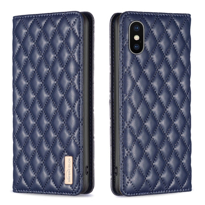 Diamond Lattice Magnetic Leather Flip Phone Case, For iPhone 12 / 12 Pro, For iPhone 11 Pro Max, For iPhone 11 Pro, For iPhone 11, For iPhone SE 2022 / SE 2020 / 8 / 7, For iPhone XS Max, For iPhone XS / X, For iPhone XR