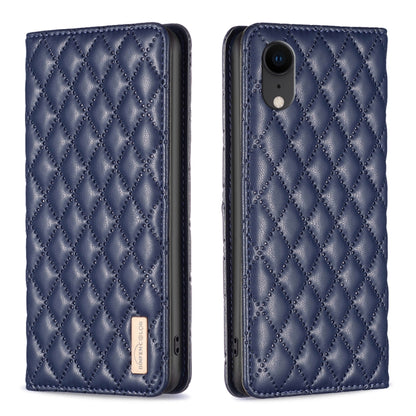 Diamond Lattice Magnetic Leather Flip Phone Case, For iPhone 12 / 12 Pro, For iPhone 11 Pro Max, For iPhone 11 Pro, For iPhone 11, For iPhone SE 2022 / SE 2020 / 8 / 7, For iPhone XS Max, For iPhone XS / X, For iPhone XR