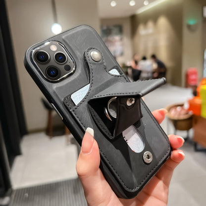 جراب هاتف من الجلد مع حامل بطاقات دوار جانبي، مناسب لأجهزة iPhone 12 Pro وiPhone 12 وiPhone 11 Pro Max وiPhone 11 Pro وiPhone 11