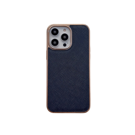 Nano Electroplating Cross Texture Genuine Leather Phone Case, For iPhone 14 Pro Max, For iPhone 14 Pro, For iPhone 14, For iPhone 14 Plus, For iPhone 13 Pro Max, For iPhone 13 Pro, For iPhone 13, For Google Pixel 6 Pro, For Google Pixel 6��������������...