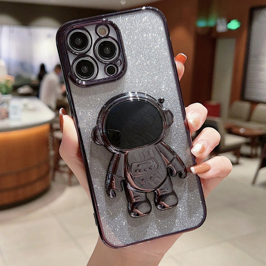 Astronaut Holder Gradient Glitter Powder Phone Case, For iPhone 11 Pro Max