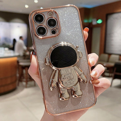 Astronaut Holder Gradient Glitter Powder Phone Case, For iPhone 11 Pro Max